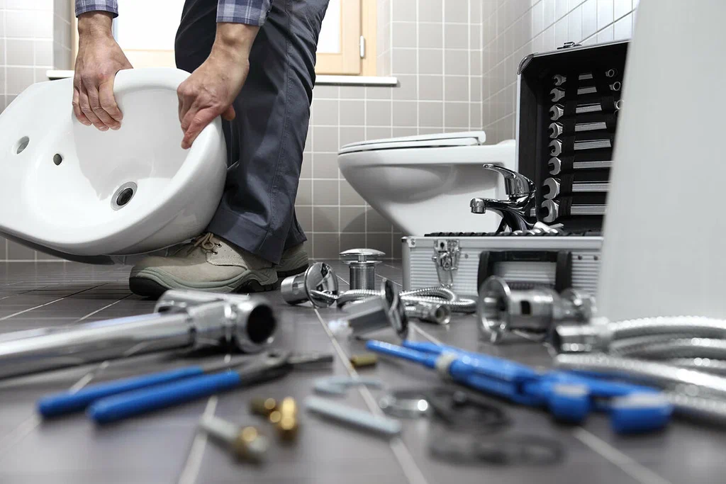 Plumbing tools prepared for a bathroom repair in West Chester