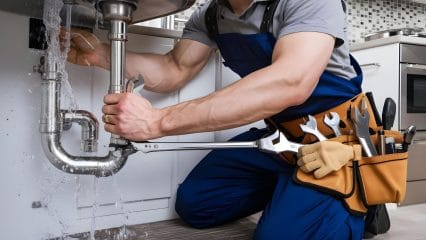 Technician using electronic equipment to detect a plumbing leak in West Chester